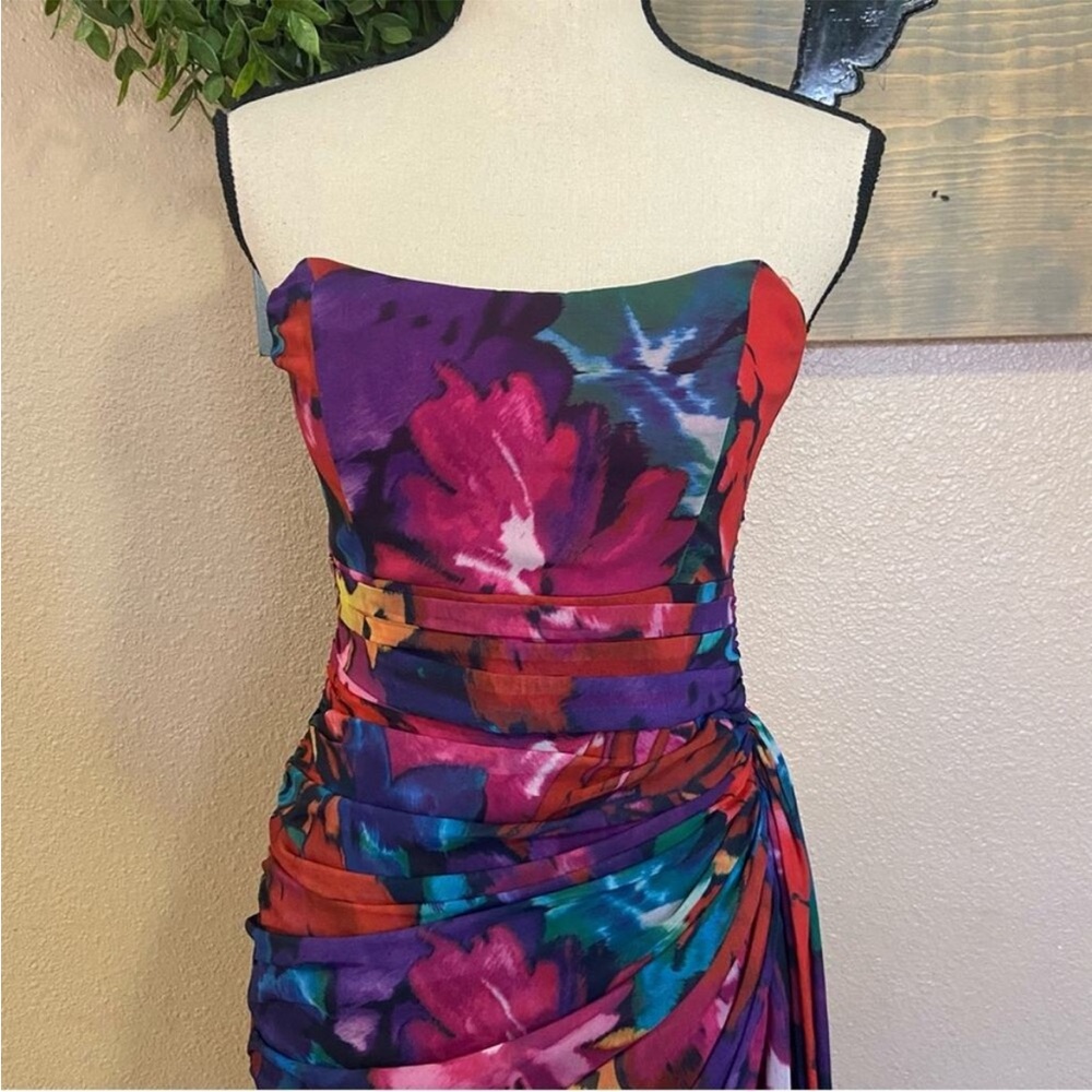 Lulus Uncommon Aesthetic Black Floral Strapless Bodycon Midi Dress - Picture 10 of 13